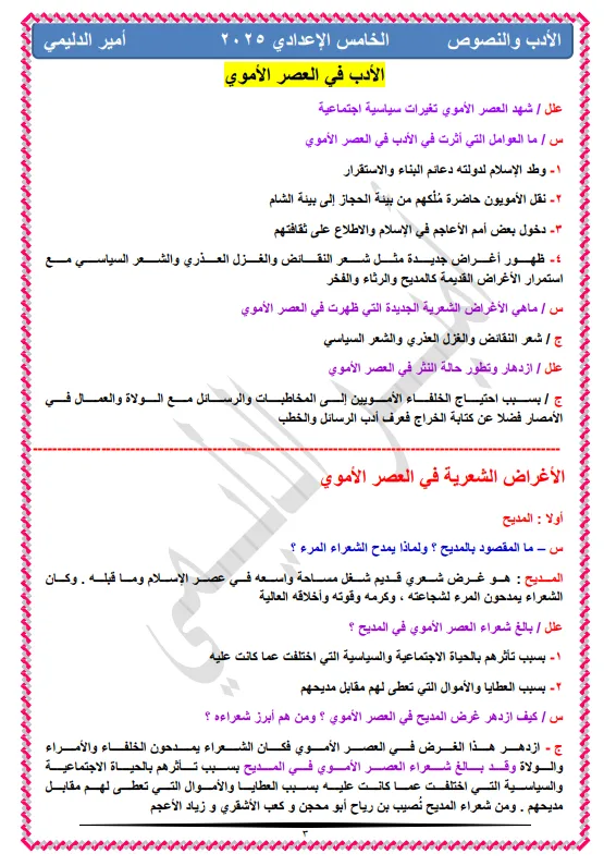 ملزمة ادب امير الدليمي الخامس الاعدادي 2025 العلمي و الادبي PDF