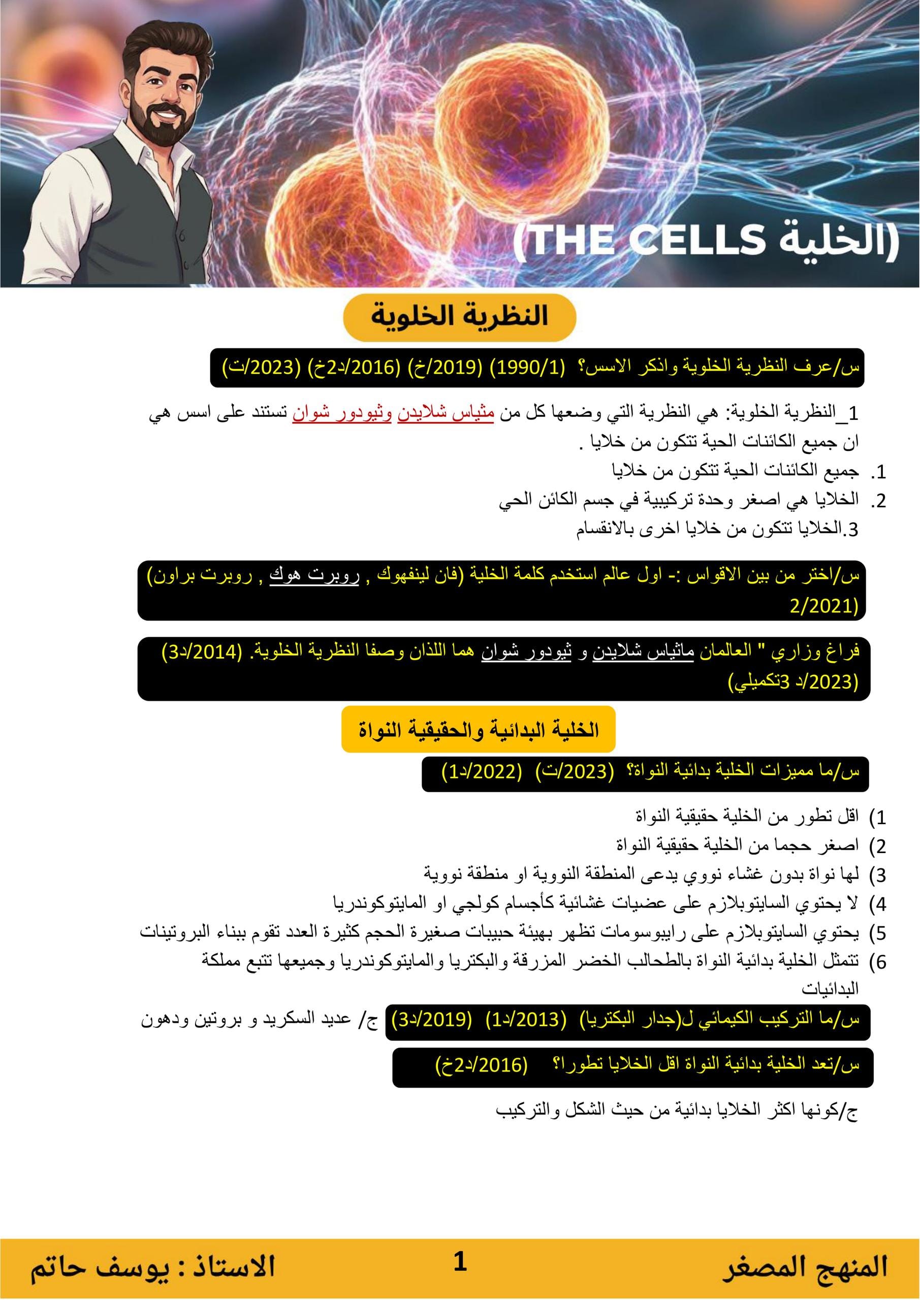 ملزمة مراجعة مركزة احياء يوسف حاتم السادس العلمي 2026 PDF