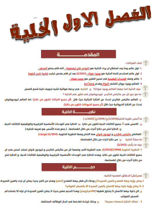 ملزمة مراجعة مركزة احياء ماهر نايف السادس العلمي 2025 PDF