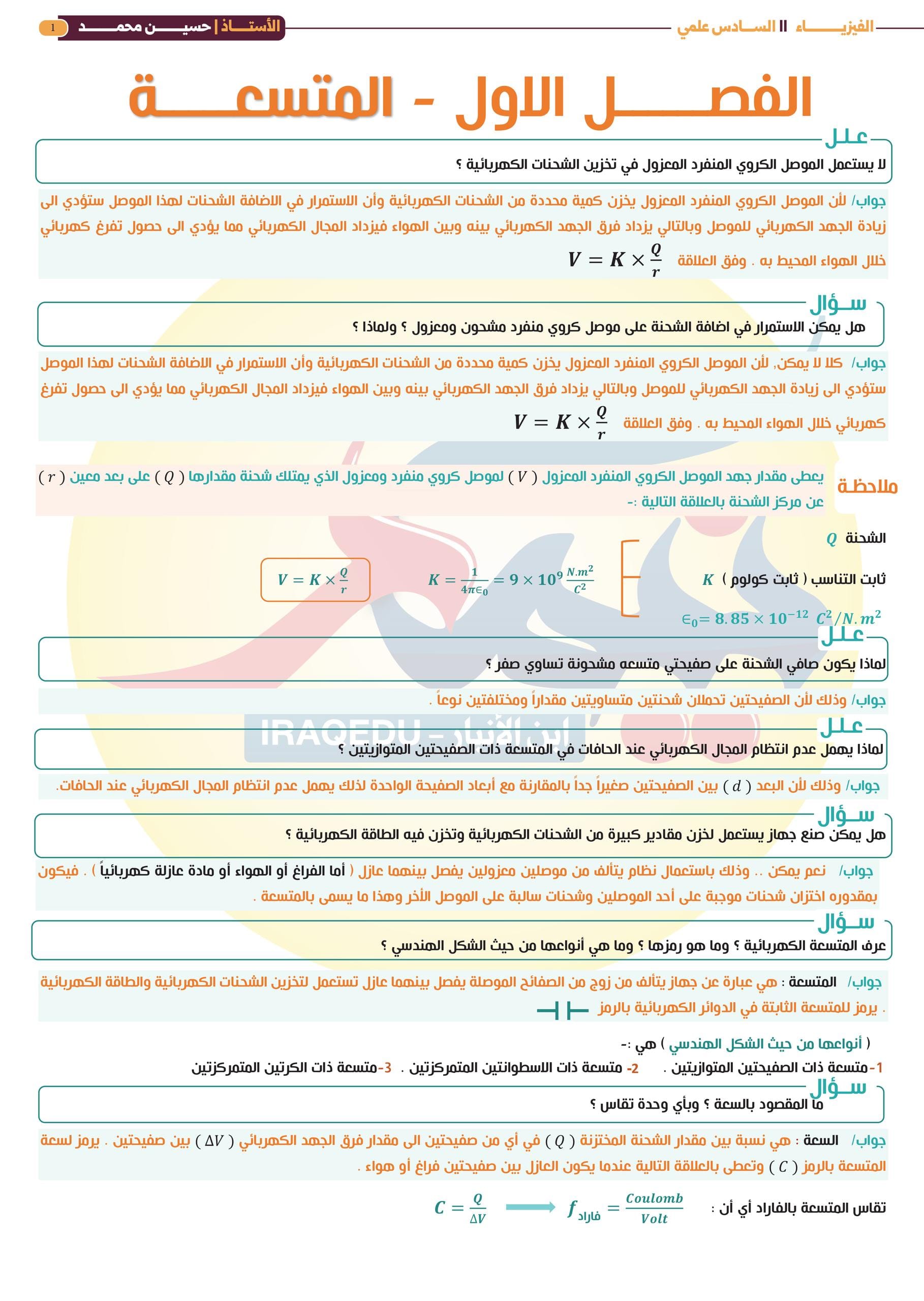 مرشحات الفيزياء نيمار ابن الانبار السادس العلمي 2026 PDF